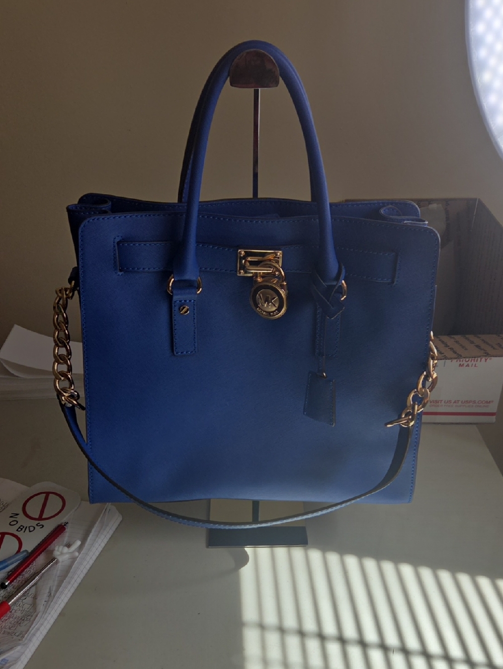 Michael Kors Hamilton Large North South  Royal Blue Tote with Gold Hardware